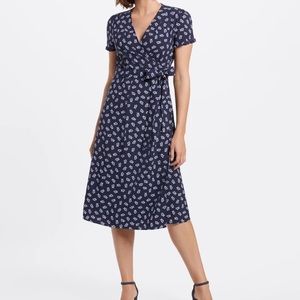 Draper James Wrap Midi Dress in Nassau Navy Multi Fall Bouquet